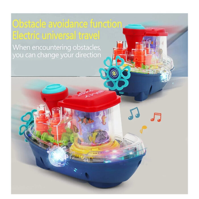 Underwater Symphony Transparent Musical Land Ship Toy With Dazzling Lights - Image 2