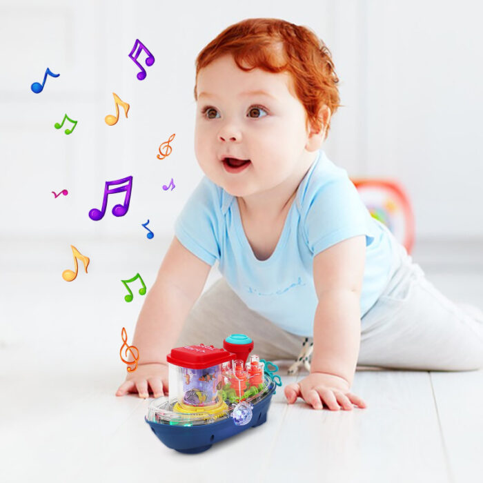 Underwater Symphony Transparent Musical Land Ship Toy With Dazzling Lights - Image 4