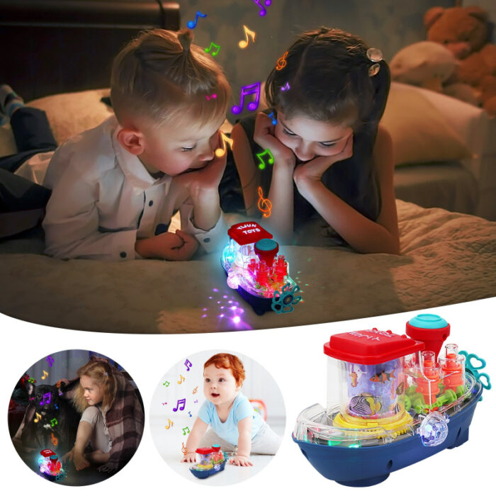 Underwater Symphony Transparent Musical Land Ship Toy With Dazzling Lights - Image 6