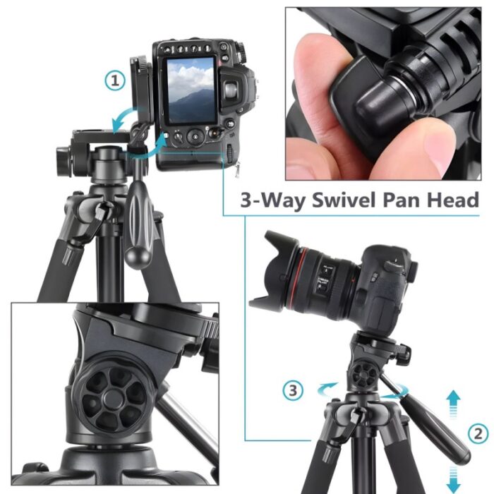 NeePho NP-8850 Professional Tripod For DSLR Camera And Phone With Quick Release Plate, Non-Slip Feet - Image 7