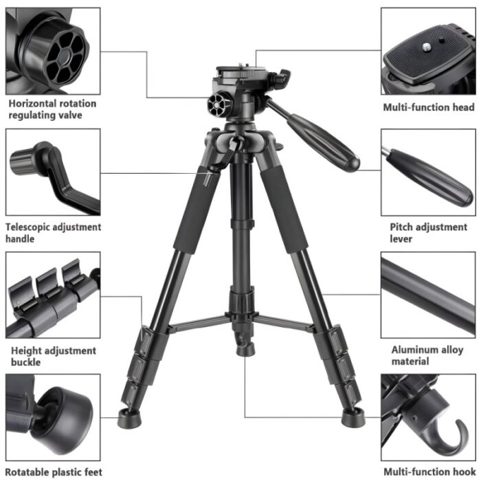 NeePho NP-8850 Professional Tripod For DSLR Camera And Phone With Quick Release Plate, Non-Slip Feet - Image 8
