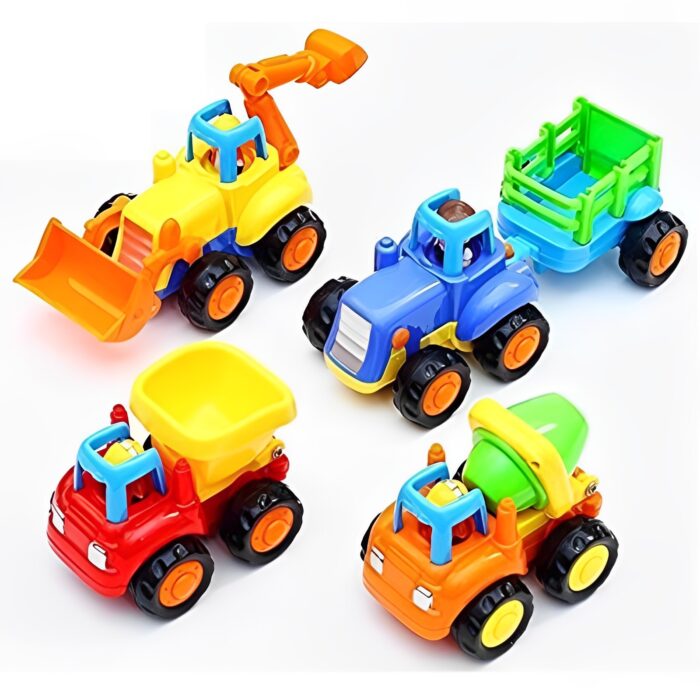 Set Of 4 Durable Friction Powered Construction Vehicles For Kids - Image 1