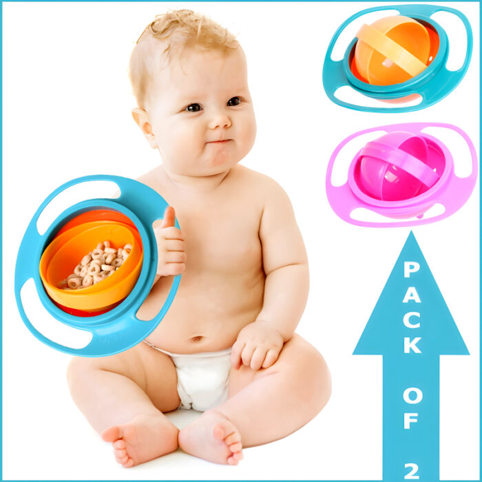 Universal-Gyro-Bowl-360-Rotate-Spill-Proof-Baby-Feeding-Dish-Cute-Baby-Gyro-Bowl-Childrens-Baby-Tableware-baby-gyro-bowl-32808571016-descriptionImage1-1.jpg Pack Of 2 Universal Gyro Bowls: 360° Rotate Spill-Proof Baby Feeding Dish Tableware - Image 1