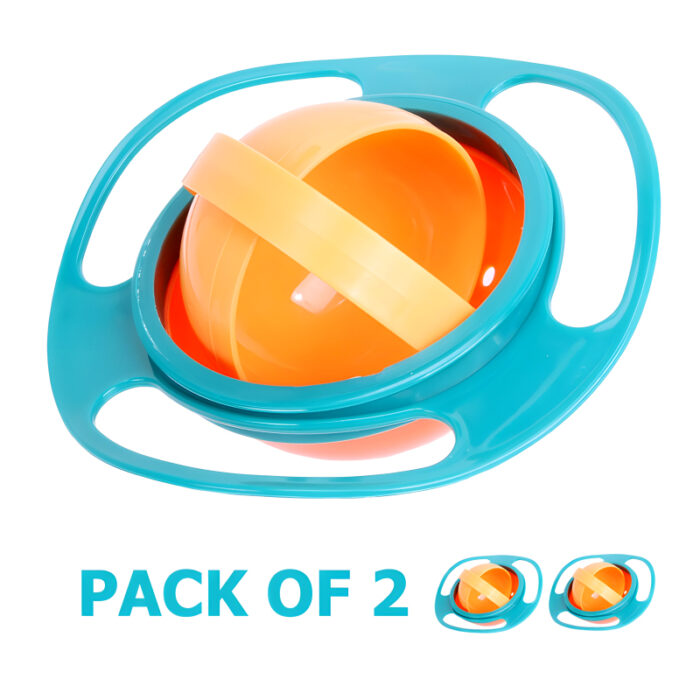 Pack Of 2 Universal Gyro Bowls: 360° Rotate Spill-Proof Baby Feeding Dish Tableware - Image 10