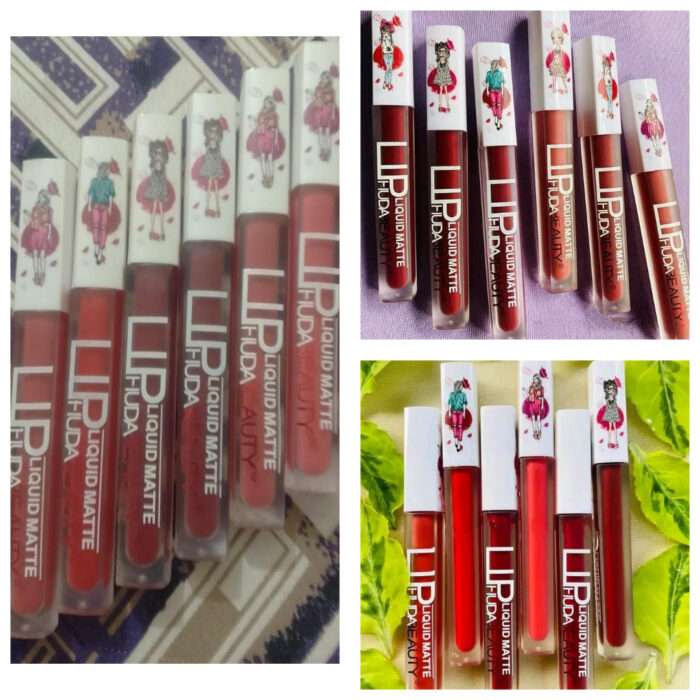 Untitled-Project-2-6.jpg 6-Piece Matte Lip Gloss Set – Multicolor Shades, Long-Lasting Liquid Formula, Velvet Finish - Random Shades (without box) - Image 1