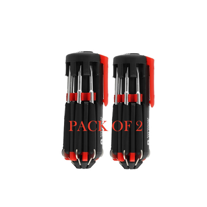 Pack Of 2 Compact 8-In-1 Multi Screwdriver Tool Set With 6 LED Torch - Image 12