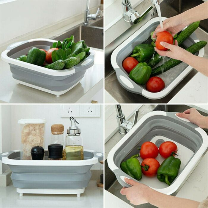 4-In-1 Multiboard High Quality Drain Basket Foldable For Kitchen Fruits - Image 7
