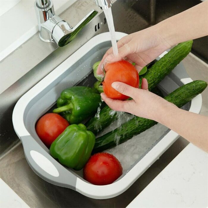 4-In-1 Multiboard High Quality Drain Basket Foldable For Kitchen Fruits - Image 3