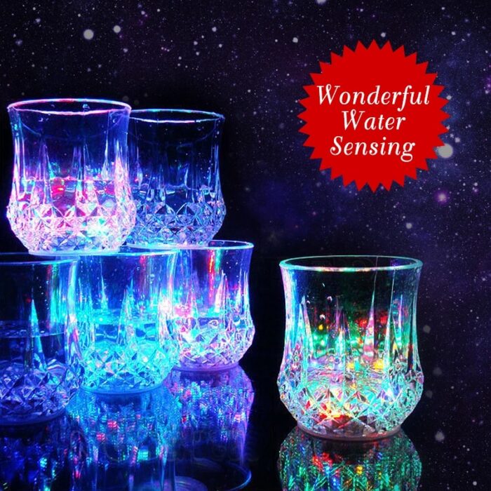 LED Flashing Glowing Water Liquid Activated Light Up Glass Cup Mug Luminous Party Drink Cup - Image 1