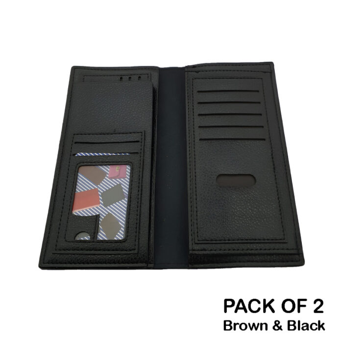 Pack of 2 Luxury Men's Ultra-Thin Long Wallets - Woven Pattern Multi-Card Clutch - Image 9