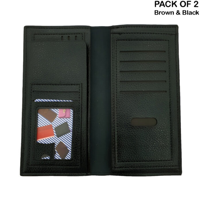 Pack of 2 Luxury Men's Ultra-Thin Long Wallets - Woven Pattern Multi-Card Clutch - Image 7