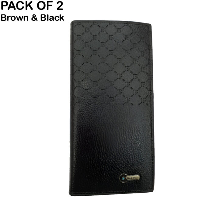 Pack of 2 Luxury Men's Ultra-Thin Long Wallets - Woven Pattern Multi-Card Clutch - Image 10