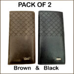 Pack of 2 Luxury Men's Ultra-Thin Long Wallets - Woven Pattern Multi-Card Clutch
