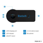 Pack of 2 Bluetooth 5.0 Transmitter Adapters with 3.5mm Audio Jack - Wireless Music Handsfree Car AUX Headphone Receivers - Image 12