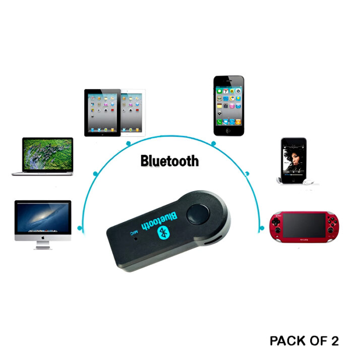 Pack of 2 Bluetooth 5.0 Transmitter Adapters with 3.5mm Audio Jack - Wireless Music Handsfree Car AUX Headphone Receivers - Image 17