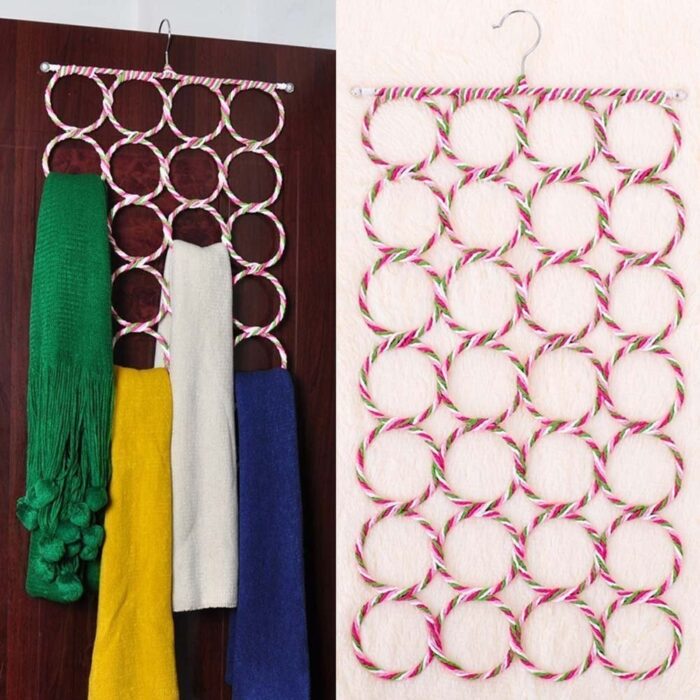 28 Holes Multifunction Scarf Hanger Multi Scarves Display Ties Belt Organizer Storage Holder - Image 2