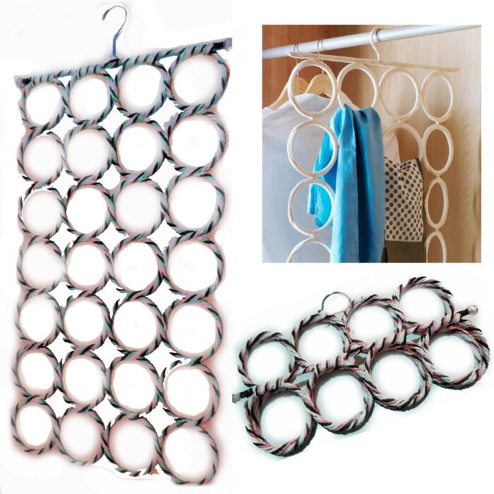 28 Holes Multifunction Scarf Hanger Multi Scarves Display Ties Belt Organizer Storage Holder - Image 1