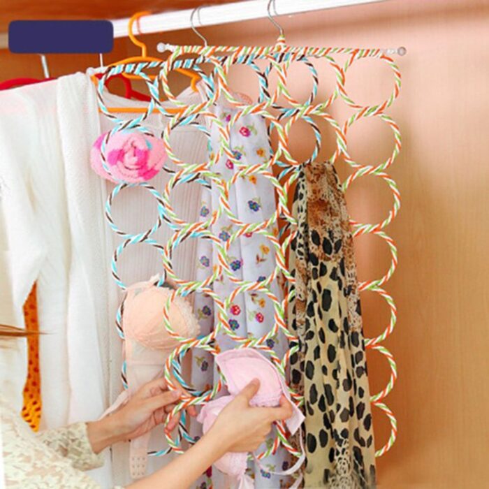 28 Holes Multifunction Scarf Hanger Multi Scarves Display Ties Belt Organizer Storage Holder - Image 8