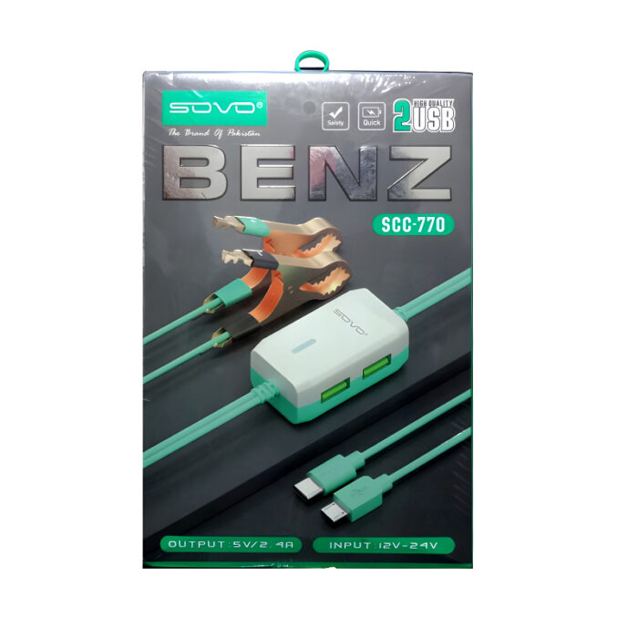 SOVO Benz SCC-770 High-Quality, Super Durable Clip Charger With Dual USB Output - Image 3