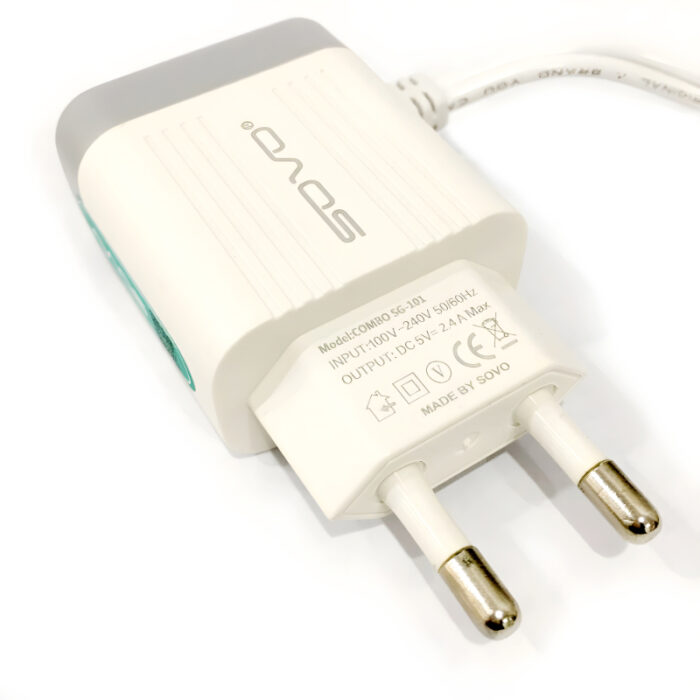 SOVO Combo SG-101 3.4A Quick Charger With Dual Attached Cables - Image 2