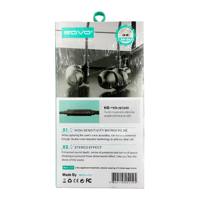 SOVO SH-06 Kingo Stereo Handsfree Earphones With HD Microphone - Image 4