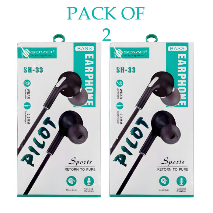 Pack Of 2 SOVO SH-33 Pilot High Fidelity Stereo Music Handsfree - Image 6