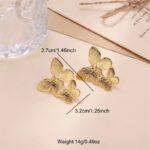 1 Pair Gold Butterfly Earrings Elegant Everyday Wear Chic European-and-American Style Earrings - Image 3