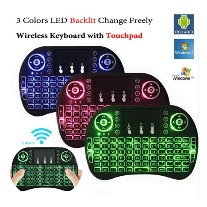 Mini TouchPad RF 500 Wireless With 3 Colour Backlit Keyboard Mouse (random color) - Image 1