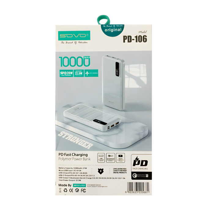 SOVO PD-106 Stronger 10000mAh PD Fast Charging Polymer Power Bank - Image 6