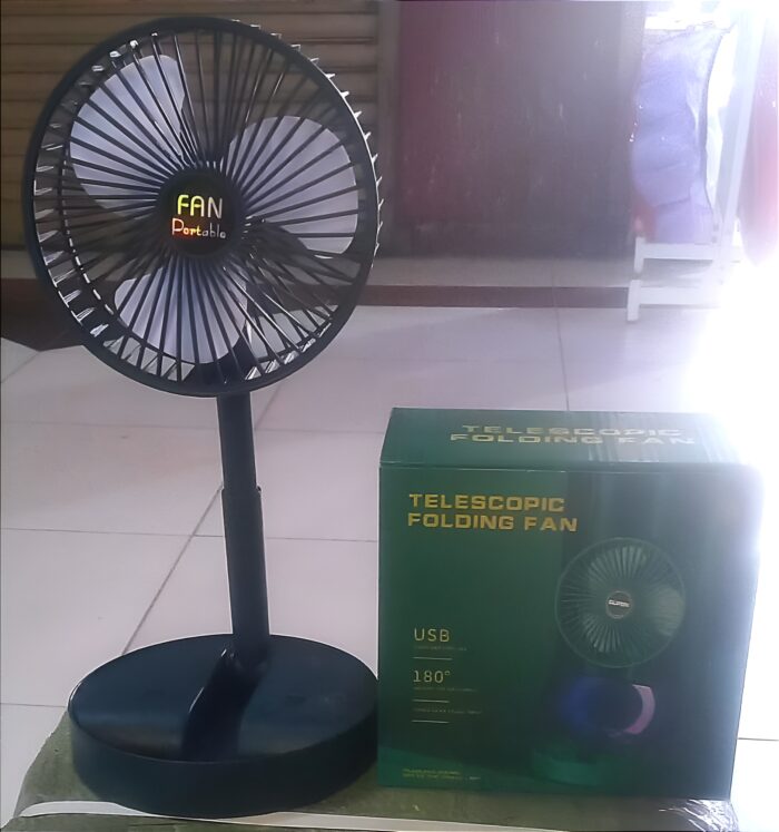 Portable Rechargeable Telescopic Folding Fan | USB Foldable | Table Desk Fan | Telescopic Design Floor | 3 Speeds Rechargeable, Foldable, Adjustable height Fan(random color ) - Image 11
