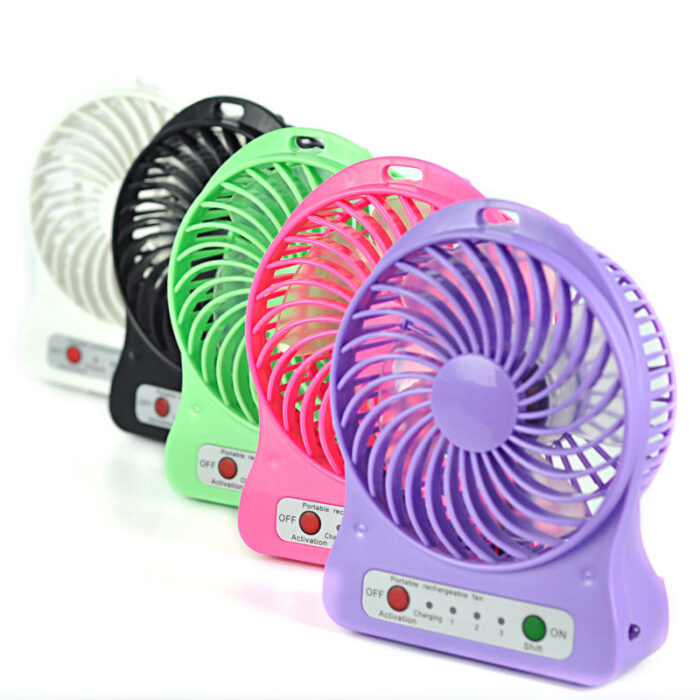 Portable Mini USB Fan Rechargeable Battery | 3-Level Speed Adjustable Electric Cooling Desktop Fan (Random Colors) - Image 1