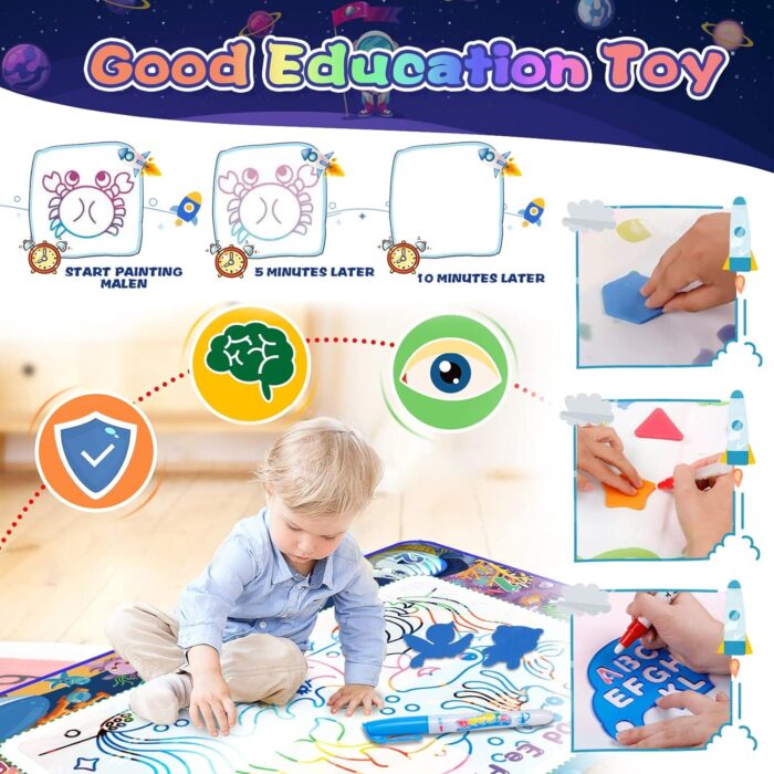 Magic Water Doodle Waterproof Canvas Mat | Washable Drawing Mat | Reusable canvas Perfect for kids - Image 4