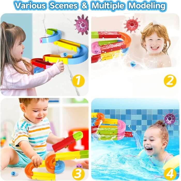 Bath Time Ball Track Water Play 24 pieces | Kids Bath Toys Wall Suction Cup Marble Race Run Track Bathroom Bathtub Baby Play Water Games Toy Kit for Boys Girls - Image 20