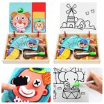 2in1 Crazy Face Clown Magnetic Drawing Board  | Magnetic Facial Features Magnetic Jigsaw Puzzle Changing Wooden Children's Toys Learning Toy for Children - Image 7
