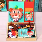 2in1 Crazy Face Clown Magnetic Drawing Board  | Magnetic Facial Features Magnetic Jigsaw Puzzle Changing Wooden Children's Toys Learning Toy for Children - Image 6