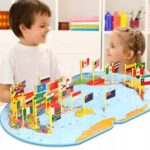 Wooden World Map With 30 (thirty) Countries Flags | World Map Puzzle with Flags and Capitals -Kids Wooden Foldable National Flags Board Learn Geography, World Map, Countries, Capitals, Language for kids, toddlers and Adults