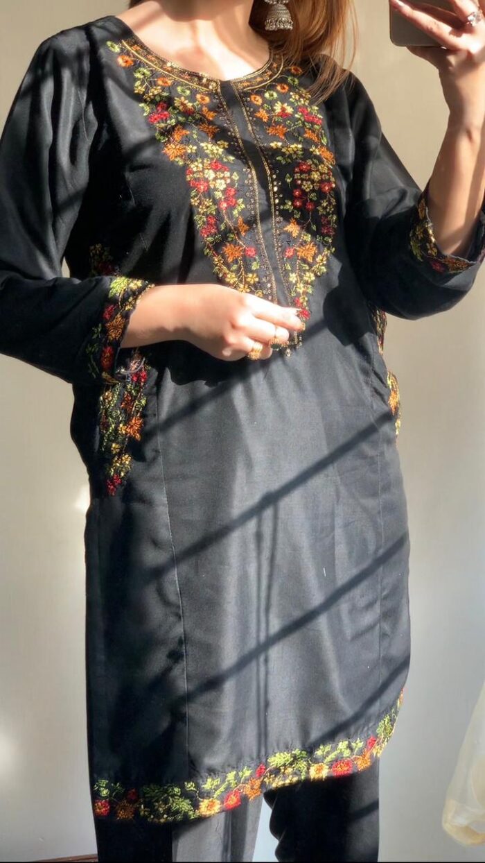 2 pcs Stitched suit  Pocket Sequence Embroidery - Image 7