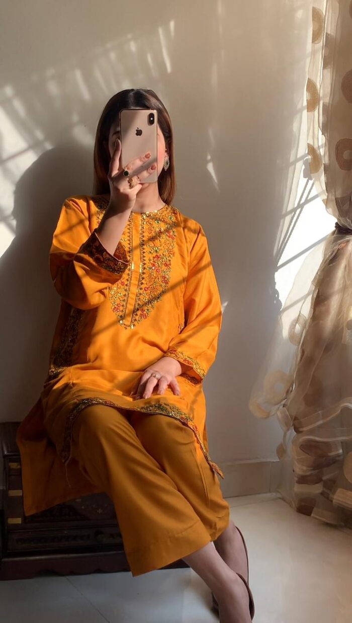 2 pcs Stitched suit  Pocket Sequence Embroidery - Image 9