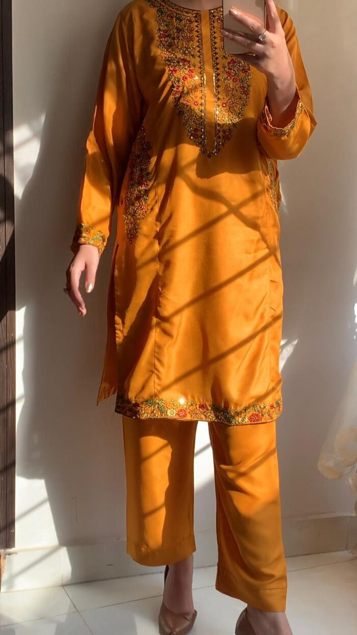 2 pcs Stitched suit  Pocket Sequence Embroidery - Image 10