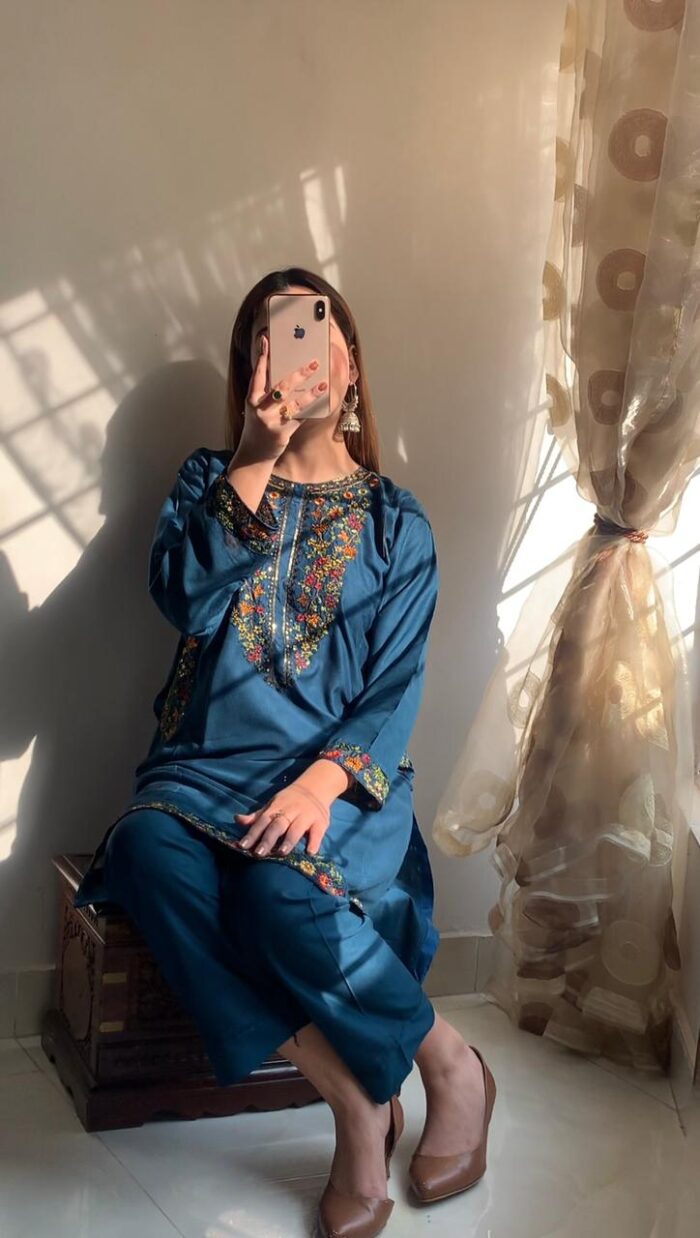 2 pcs Stitched suit  Pocket Sequence Embroidery - Image 16