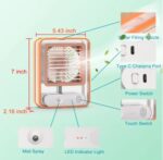Rechargeable Mini Mist Humidifier Fan Portable Desktop Air Conditioner USB Mini Air Cooler Fan Water Cooling Fan with 3 Speed Spray Humidifier Purifier Indoor,Outdoor  (Random Color) - Image 6