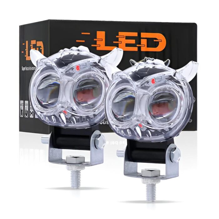 Pack of 1 Owl Fog Light for Bikes metal body  - 8 Working Modes LED Motorcycle Fog Headlights with Multicolor DRL, Universal Fitment, and Auxiliary Spotlights - Image 4