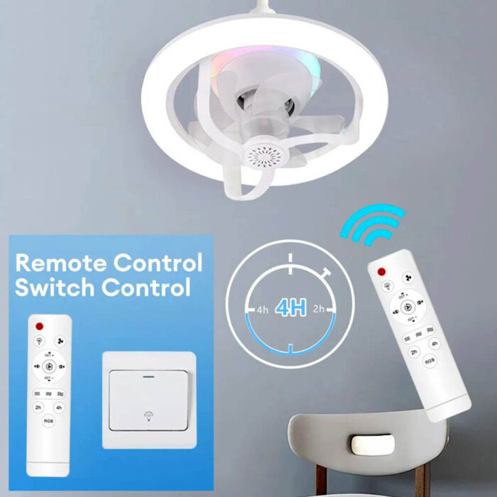360° Rotating Socket Ceiling Fan with Light and Remote - Image 8
