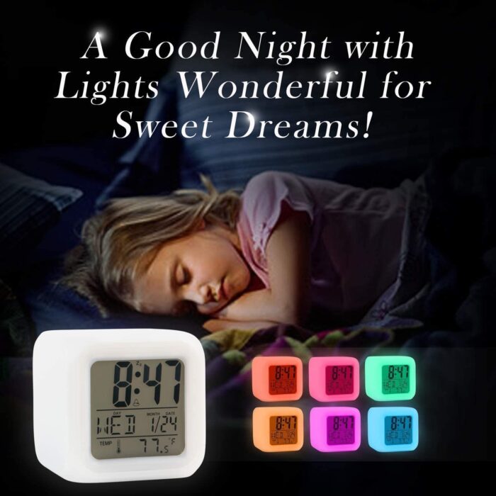 Creative Alarm Clock Sublimation LED Digital Clock 7 Color Changing Light Night Glowing Kids Desk Clock - Image 1