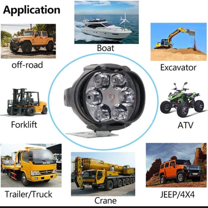 2PCS Work Lights 6 LED Motorcycle Headlight Spot Light Waterproof Super Bright Auxiliary Scooters Universal 12v Led Bar - Image 5