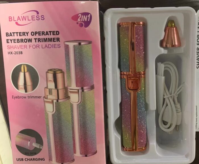 blawless 2 in 1 eyebrow trimmer | 2 In 1 Hair Remover Chargeable , Multi Attractive Color With USB Charging Cable And Cleaning Brush - Image 3