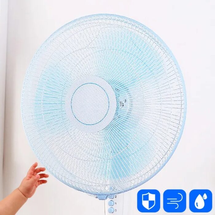 Pedestal fan cover net for kids safety | Mesh Fan Cover Thin Mesh Fan Guard Fan Mesh Covers for Kids Children Finger Safety (Blue) - Image 2