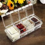 4 in1 Clear Seasoning Box Crystal Seasoning Storage Container with Spoon Clear Seasoning Rack Spice Pots for Pepper Spice - Image 3