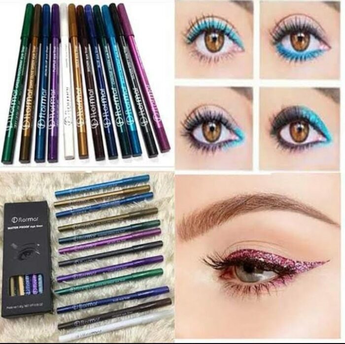 Flormor pencil pack of 12 | Flormal Eye Liner Pencil 12 Pencils Pack | water proof eyeliner (Random color shades) - Image 1