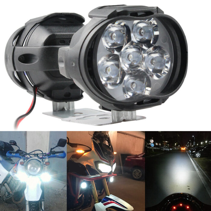 2 pcs Motorcycle Headlights plus switch LED White Super Bright 6LED Working Front Light Motorbike Fog Lamp 1600LM Scooters Spotlight - Image 4